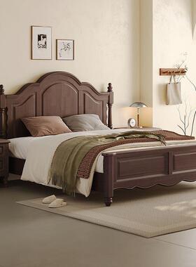 LLA网8红全实木床1.米黑胡桃木婚床人美式1.5m高箱双床色2米主卧