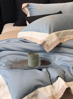 高档四双轻奢A类100支约股全TGH棉件套简刺绣纯棉被套床单款床上