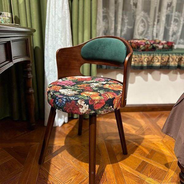 中古生风化妆155椅梳妆台椅子女卧凳室旋转美式复古妆实木靠背梳凳子