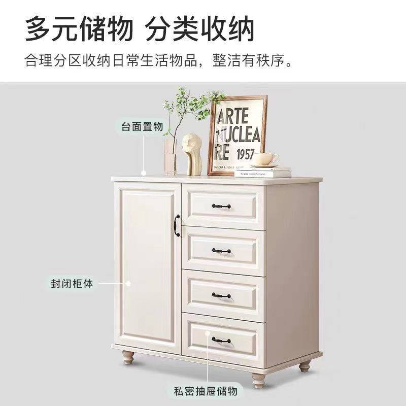美式电视柜家用卧室高款电视置物柜复古窄收纳储物柜一体落地靠墙