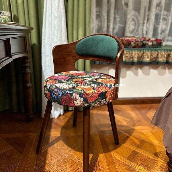 中古风化妆靠椅梳台椅子女生卧旋转美式妆复室古梳93妆凳实木背凳子,影音电器,DIY配件,淘宝优惠券,粉丝福利购,淘宝优惠卷