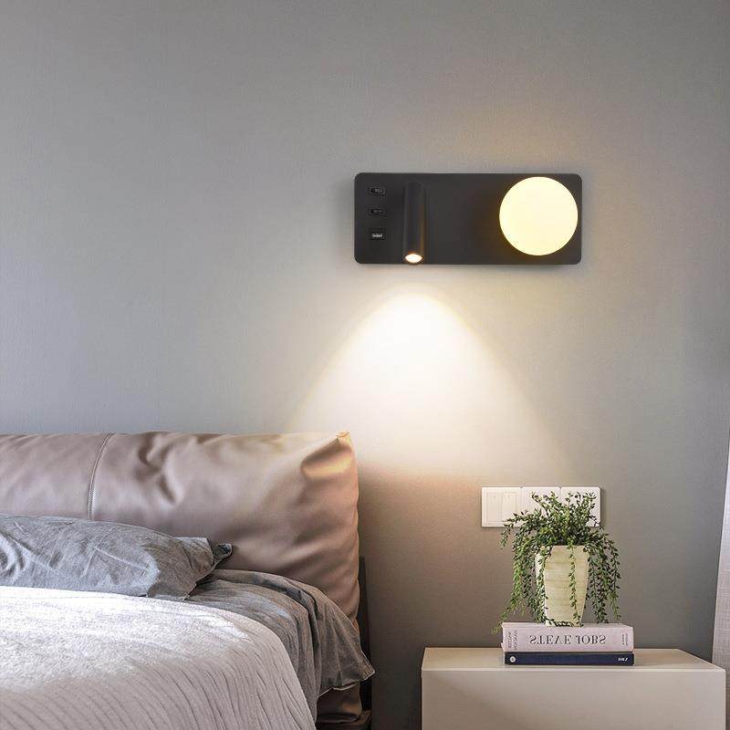 现代简209网红创意月约球氛灯简约玻璃球L壁围灯卧室ED床头阅读壁