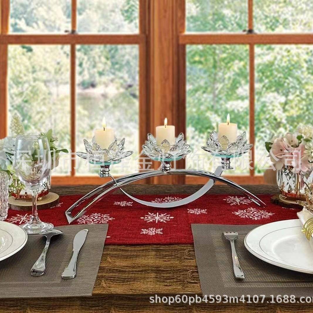 跨境爆款亚马逊三头花烛9908婚礼台婚庆道具具工艺品摆件轻奢莲家