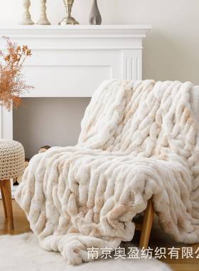 跨境轻奢毛毯发子双双面厚毛毯短加BTL20503毛办公室披肩层毯冬季