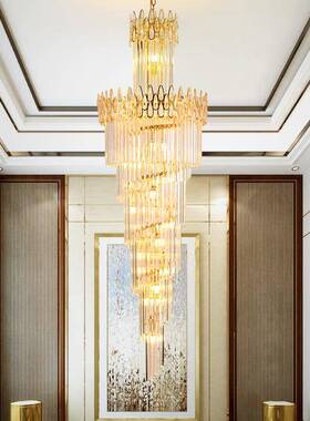 售楼处酒厂店大展厅77吊灯奢大气水晶轻堂吊灯复式楼别墅楼梯灯具