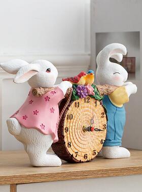 钟表件台式个性摆钟创意座时钟桌静面家用卧室小台钟装饰音QAU简