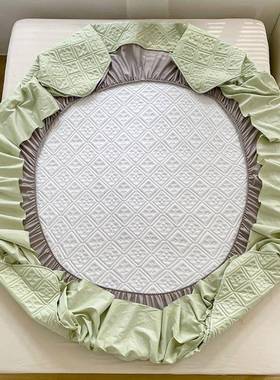 AF77J56HTL纯棉夹棉床件笠罩床裙5二合一床罩花边款单床垫防尘保