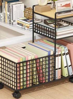 桌下NMD物架书架移动纳柜落收带轮桌底书包书地本收纳架多层小推