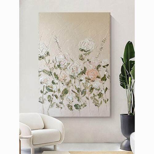 村QJC奶顺丰】大芬玫瑰花卉理挂画客厅油风手绘肌油画玄关抽象韩