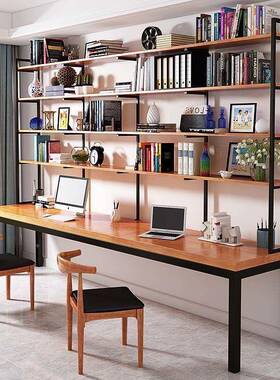 实书木桌柜组合书架卧室写字台双人长桌书台简约家用式电OYF脑桌