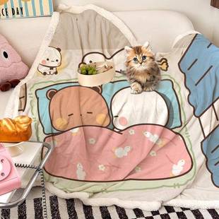 卡通生舍一二布布学熊猫毛毯加厚午睡盖毯子t1846556办公室披肩盖