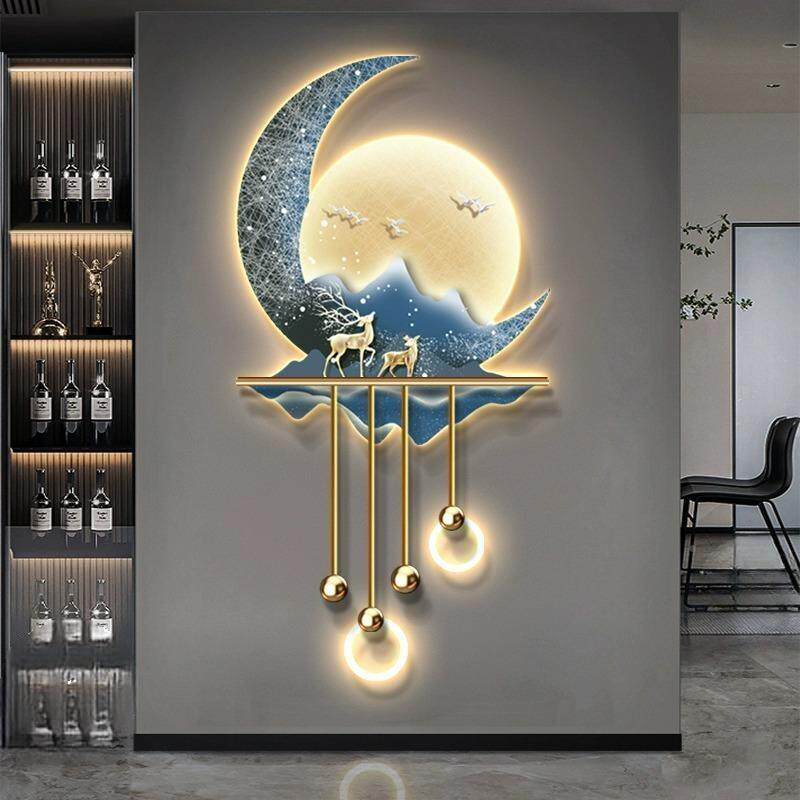 体LED灯流水生财关装饰画高HLT-468对端立壁画中式玄入户门走廊过