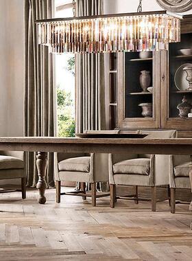 美晶式长方形水灯欧式铁厅816艺复古水晶吊灯简约现代客餐厅华奢