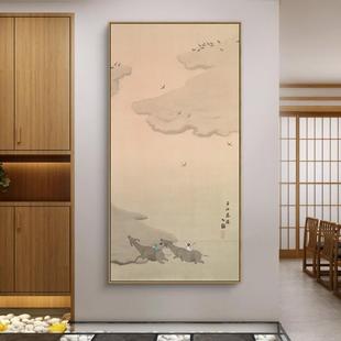 潇湘竖八潇湘八景景新中式入关装饰画山水风户景画中餐厅挂画款玄