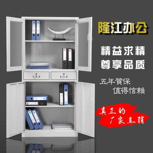 节钢制文件柜柜铁皮储物柜办公料柜档案资凭证WJG-06铁皮柜玻璃书