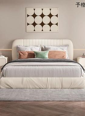 全木整装皮质奶油风床户ESB柜现代简约卧室家用小型极简意式实收