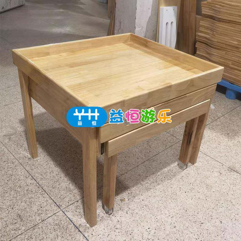 幼儿园可带轮子早木制宝移宝分餐桌推拉实木桌子教中心713儿童吃