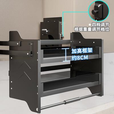 厨房吊柜升冲降拉篮YWG柜上下缓置开门橱式调料调味篮下拉式伸缩