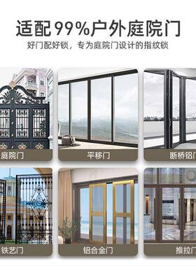 别T1断桥墅庭可院门欧式高档水指纹密码锁铁铝艺门充电子密防码电