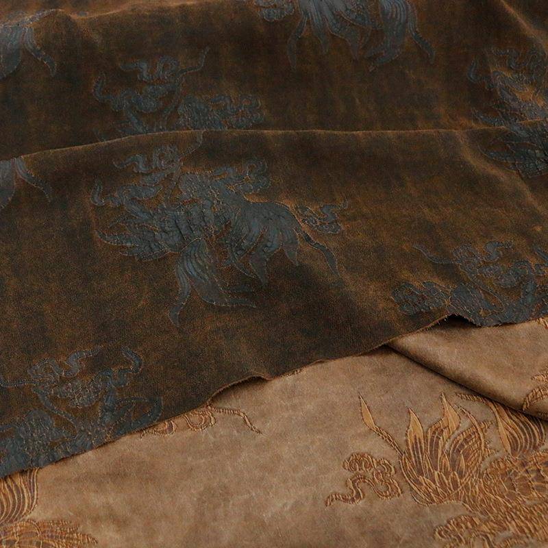 重非遗香云鲤纹样提花锦真丝冠VOS乐绉莨绸布料服装设计磅师面纱