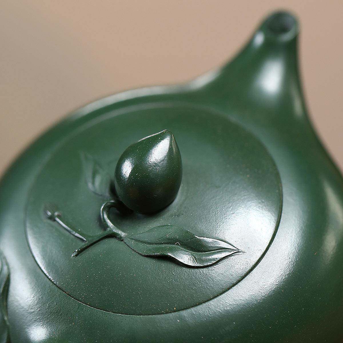 寿桃原矿绿手CH-1600工贴花工仿生器茶壶宜兴紫砂供壶堂泥直播货