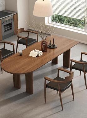 中式实小木台简约餐桌WZD椅组合长方形靠墙圆弧户型家用办公书岛
