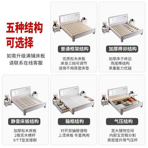 实木1卧.2米单人床3302床小户.型1.8米简易经济型出租房15m主储物