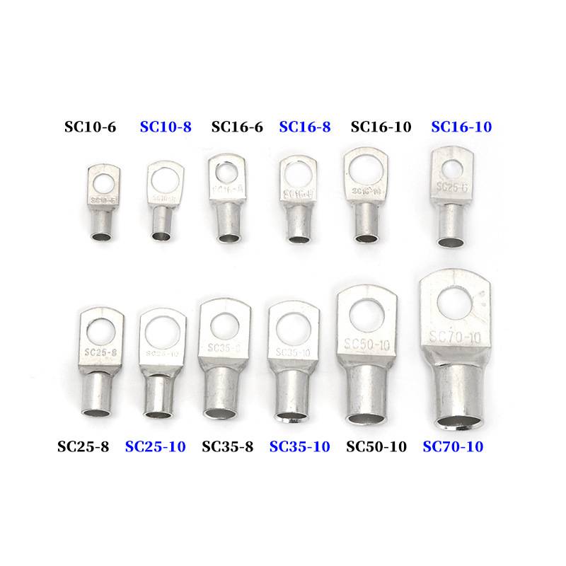 跨境货源 105pcs盒装SC镀锡窥口冷压接线端头 铜鼻子接线裸端子