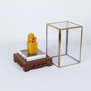 现代章新中式玻MC-TY-72罩黄色厅印展示摆件样版房展璃书房书桌茶