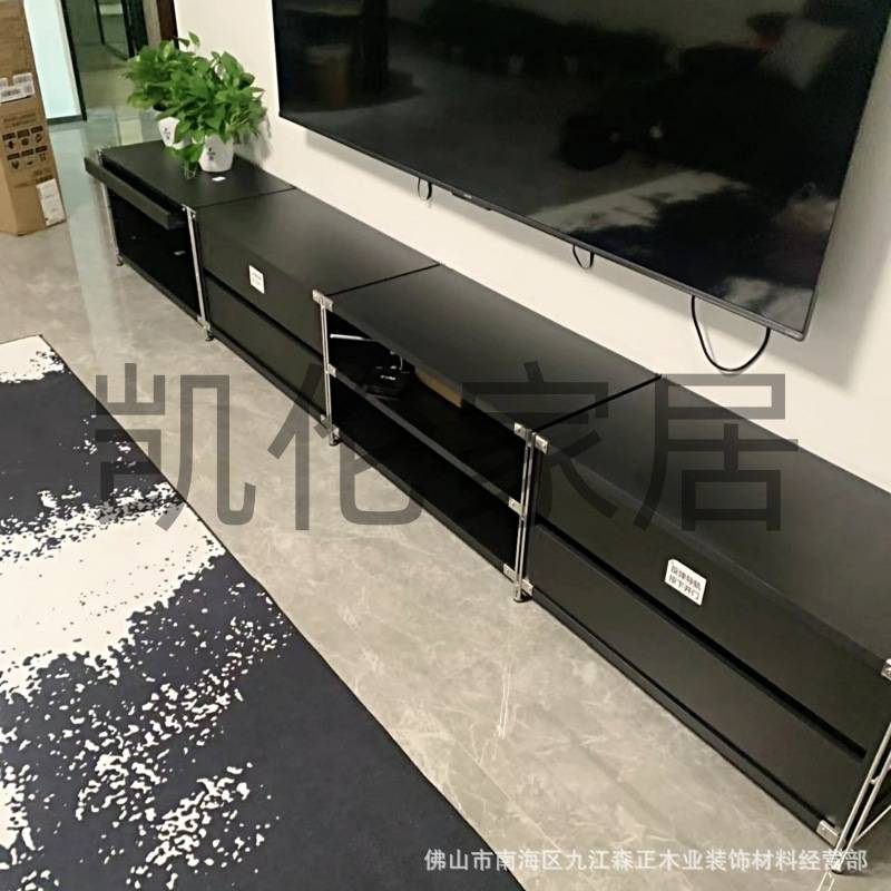 组合电视柜落地不锈钢现代简约小户型客厅储物收纳置物柜矮柜边柜