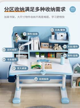 儿童学习桌小学生字桌孩家用约简小书桌可升降课桌椅子组写合TY11
