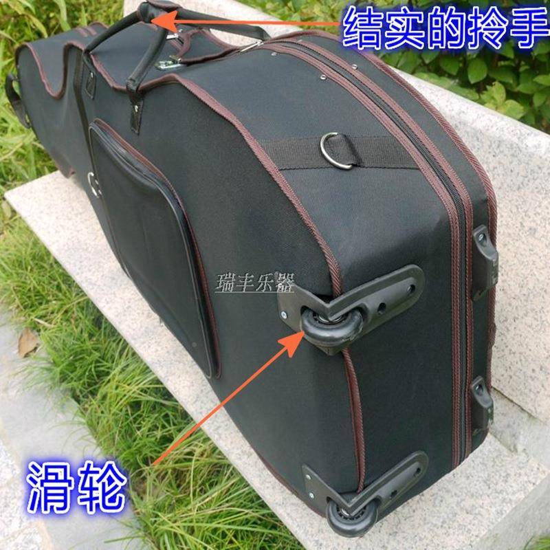 新BXA轻体泡沫大提琴盒盒装款大锁提琴的子双肩背带带滑轮可飞机