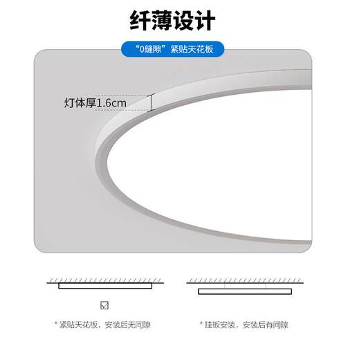 普瑞超圆薄37LED吸顶灯卧室灯简形客厅主卧房间书房过极灯道阳台