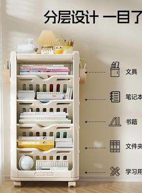 儿童书架落17757地移物一体置靠墙动书本收纳架书柜学架生家用夹缝书房