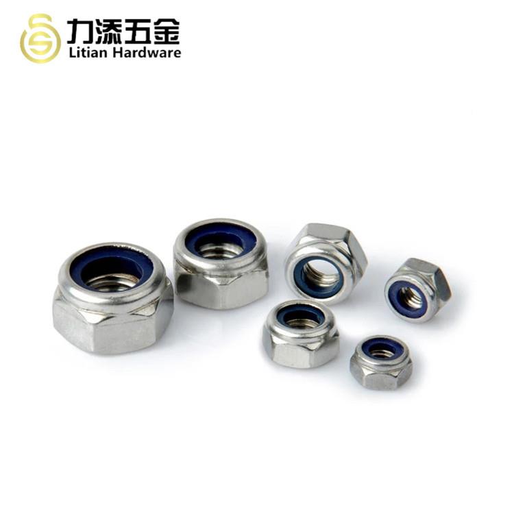 985尼帽不锈钢304螺I带胶圈防N松915D兰胶白防滑母加厚自锁螺丝帽