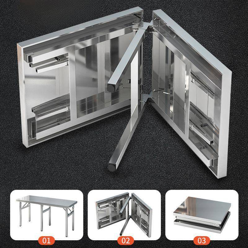 加厚不锈钢长方形餐作桌便锈携式地摊桌露营桌PJE摆不钢工台折叠