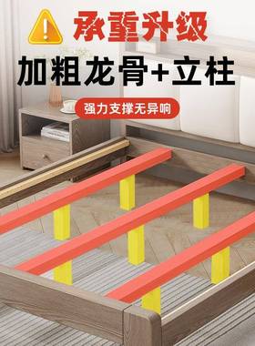 实木床简约现代1米HRS-R002双人床出租房家用8单1经济型软包储物.