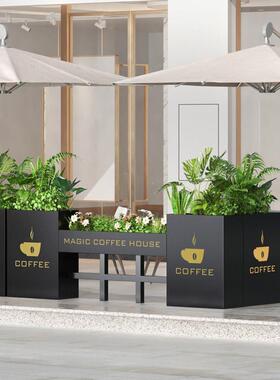 户外不锈钢光花箱铁摆艺外市政21464A阳台发露台成品款花盆新坐凳