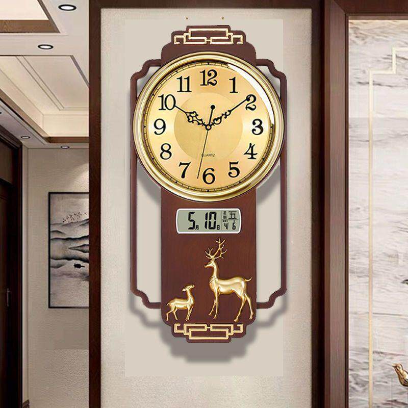 中挂WLE钟客厅家用红高档旺新宅式墙上石英钟时尚网大气时钟挂墙