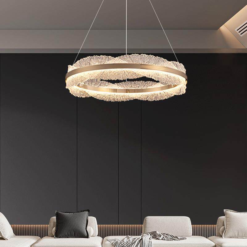 现代客轻275奢厅吊灯圆环形led大厅灯设计餐师样创意板房卧室厅灯