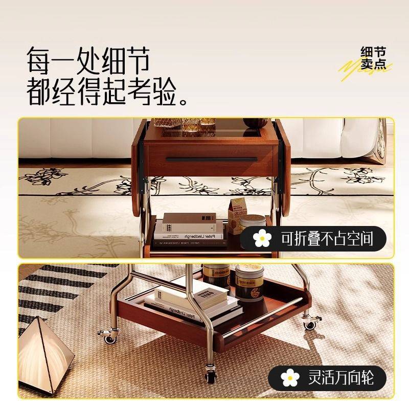 可升降茶几中古风客厅折叠茶几圆形桌子可移动网红家用小户型新款