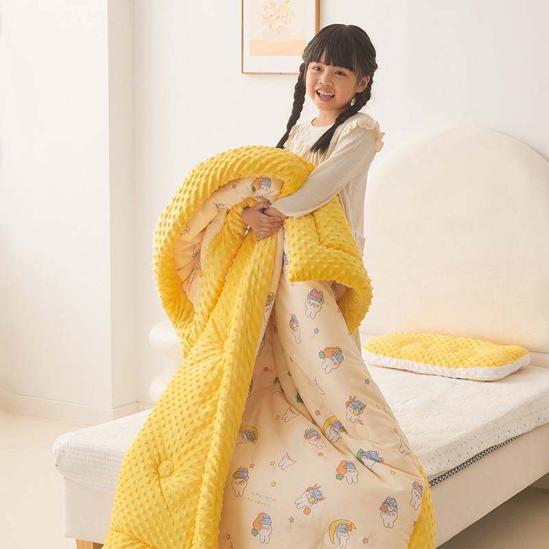 手包边双层纱加厚宝宝豆豆春秋被儿童安抚大豆纤维夹棉小被子
