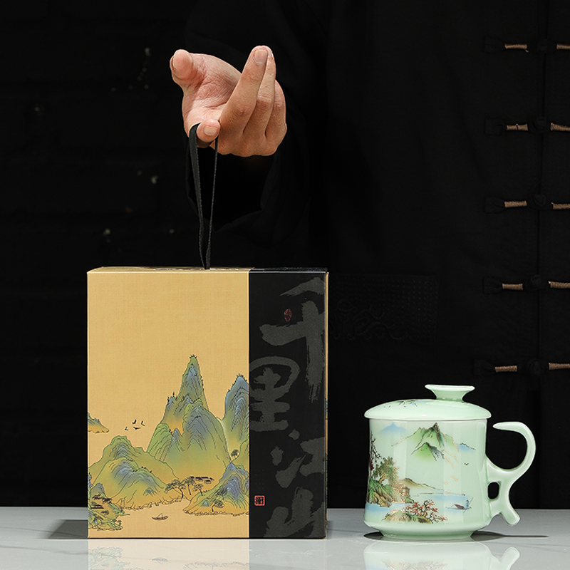 陶瓷办公茶杯礼盒套装节日开业生日纪念伴手商务会议礼品定制LOGO