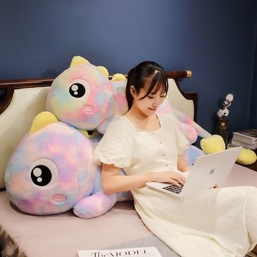 恐龙抱枕七彩布娃娃侧睡玩偶可爱毛绒玩具女生床上睡觉夹腿公仔