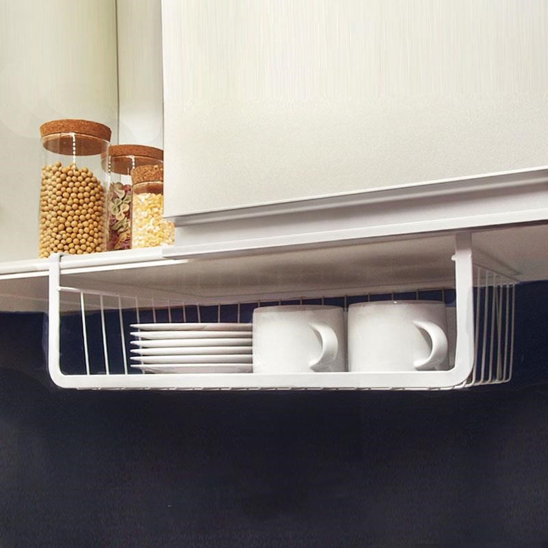 厨房悬挂式收纳篮橱柜子隔板分层架吊柜下挂架抽屉桌下挂篮置物架