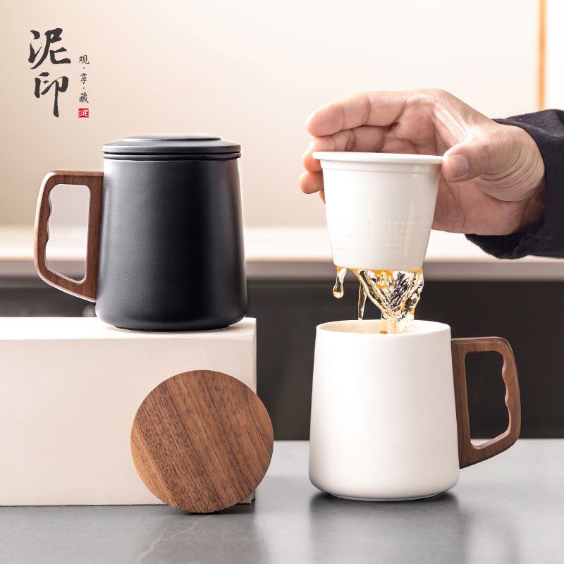 陶瓷杯子办公室泡茶杯茶水s分离个人专用马克杯定制印logo水杯女