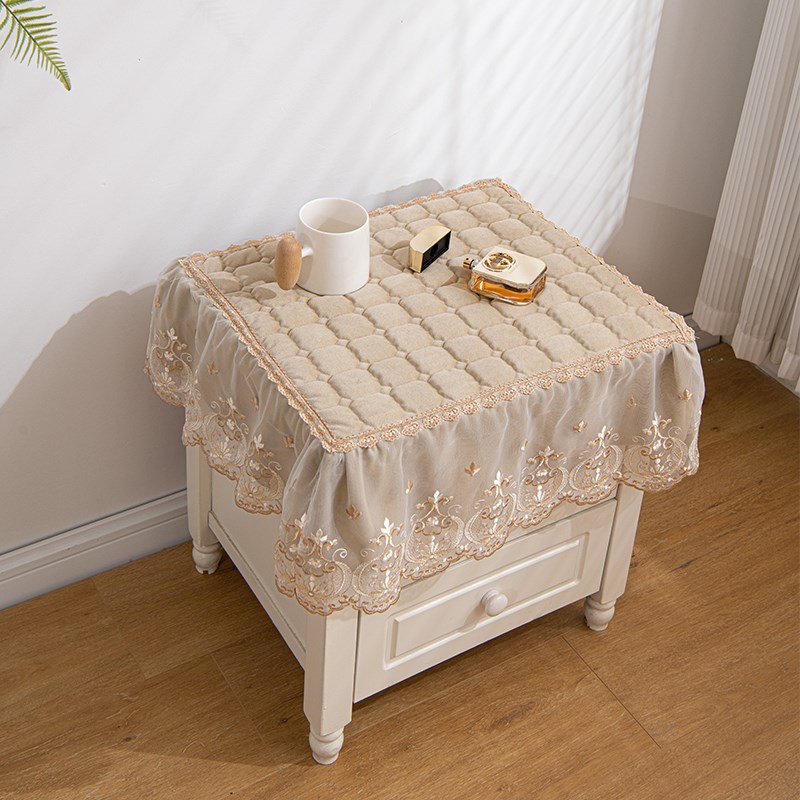 欧式蕾丝床头柜盖布套罩多用垫子罩盖巾卧室简约现代布艺防尘罩子