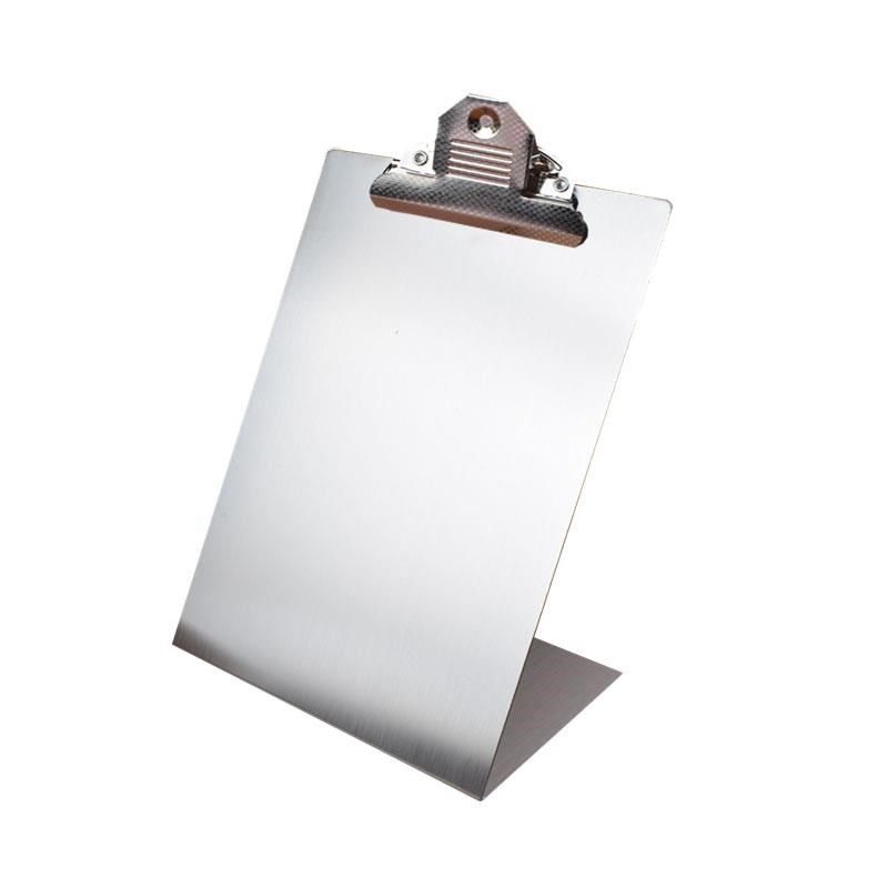 展示牌立式加厚金属不锈钢文件夹板菜单夹写字板资料文件酒店板夹