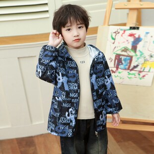 秋冬儿童新款防水罩衣羽绒服护衣薄款男耐脏卡通围兜时尚反穿洋气