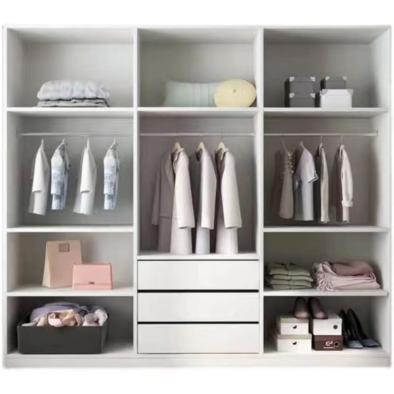 简约实木卧室开门衣柜定制2门3门4门5门小户型平开式白色储物柜衣